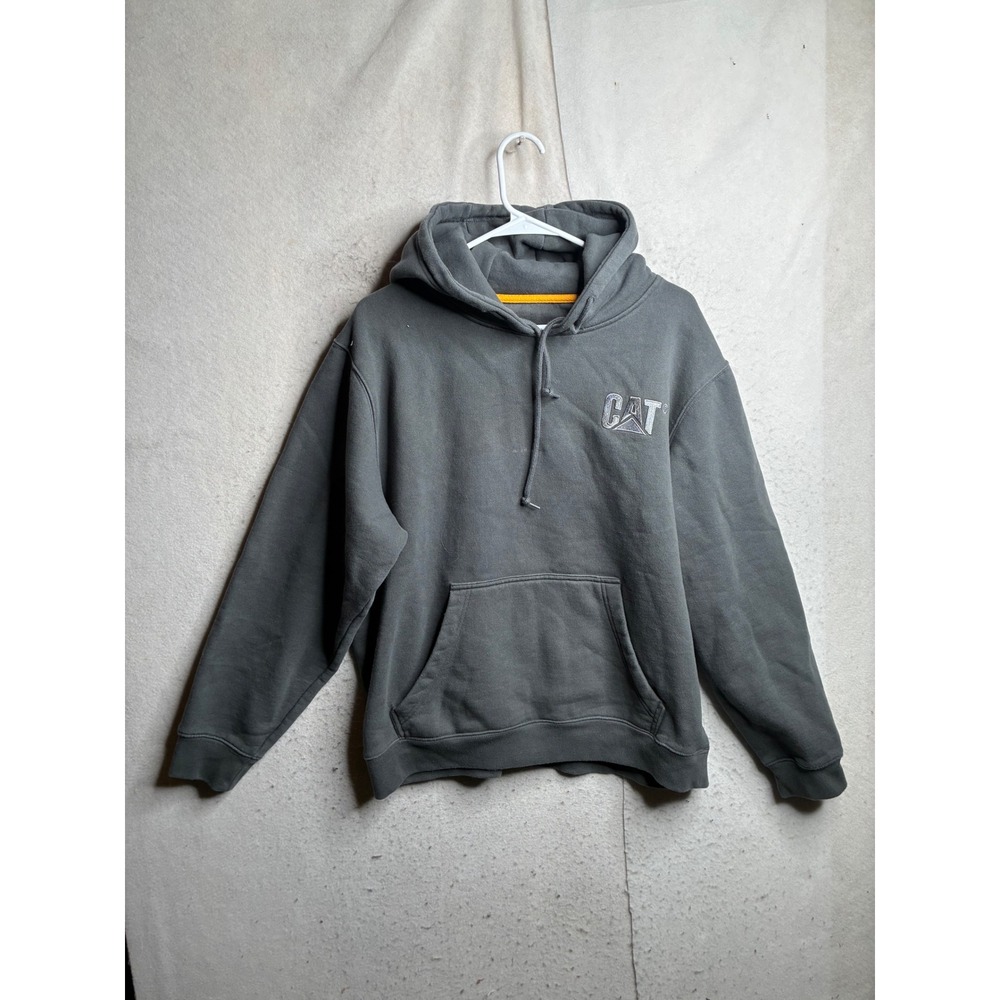 CAT Caterpillar Mens XL Gray Embroidered Logo Pullover Hoodie Sweatshirt 1816500